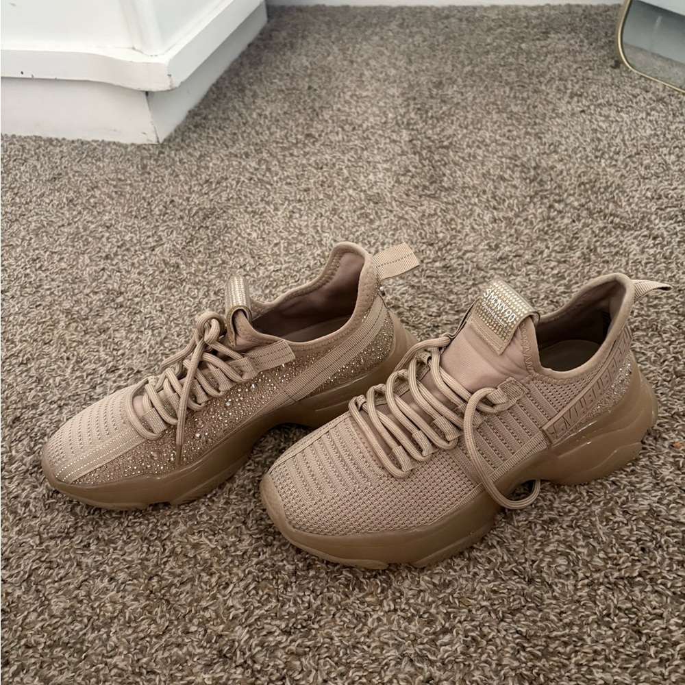 Steve Madden Neutral Beige Sparkle Knit Sneakers